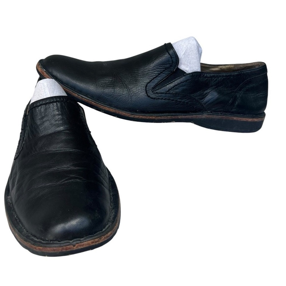 John Varvatos Mens 10M Black Leather Slip On Loafers Shoes F1899N1B